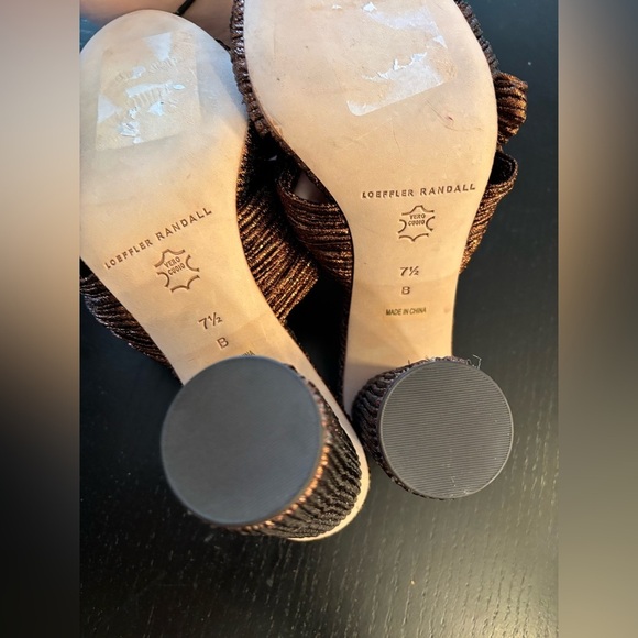 new Loeffler Randall Penny pleated mocha metallic mule knot heel - Picture 6 of 6